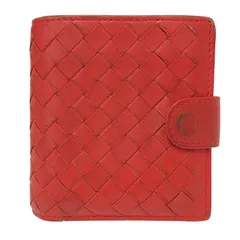 BOTTEGAVENETA ボッテガヴェネタ イントレチャート コンパクトウォレット 338103 二つ折り財布 レザー レッド【中古】レディース