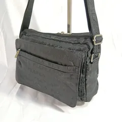 【良品】FILA ショルダーバッグ 黒 ジャガード 総柄 軽量 斜めがけ 男女兼用