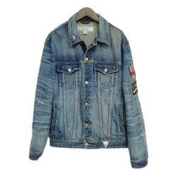ゲス GUESS JEANS Dillon Jacket デニム ジャケット ジージャン ダメージ加工 刺繍 ワッペン XL インディゴ ブルー