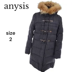 any SiS エニィスィス クラシカルダッフルダウンコート ファー フード チャイニーズラクーン サイズ2 グレー 長袖 レディース オンワード樫山