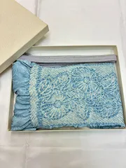N【中古品】ヴィンテージ 和装 小物 帯締め 水色 刺繍 絞り帯揚げ