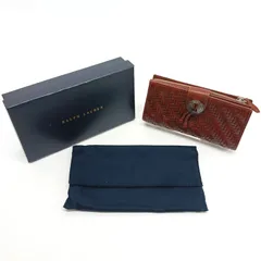 RALPH LAUREN ラルフローレン コンチョ付き 編み込みレザー 長財布 ロングウォレット メッシュレザー