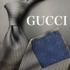 【美品】GUCCI ネクタイ ストライプ ブラック 黒 シルバー 銀 光沢感