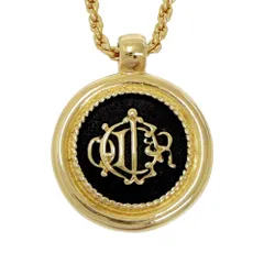 【中古】Christian Dior クリスチャンディオール GP エンブレム ラウンド ネックレス レディース ゴールド ブラック 535460 ネックレス