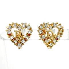 【中古】Christian Dior クリスチャンディオール GP ラインストーン Diorロゴ ハート イヤリング ゴールド 536187 イヤリング