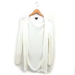 セオリー Theory ロング カーディガン サマーニット オープン リネン 透け感 ハイゲージ リブ 長袖 S オフホワイト /NT26