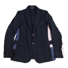 00aw コムデギャルソンオム　ストライプ裏地柄ジャケット　S 田中啓一 コムデギャルソン ジャケット 花柄 レーヨン リネン ストライプ 田中