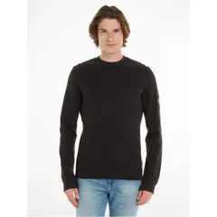 カルバンクライン メンズ トップス Tシャツ Calvin Klein Jeans BADGE WAFFLE LS TEE CK Black ブラック