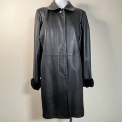 【管2602-121】BALMAIN PARIS バルマン 羊革 ロングレザーコート ブラック レディース ファー袖