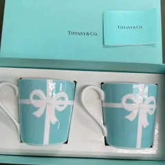 D1986 Tiffany ティファニー　リボン　ブルー　ペアマグカップ　カップ