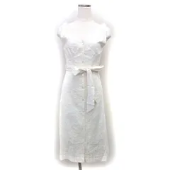 ユナイテッドアローズ UNITED ARROWS ワンピース フレア ロング ストライプ コットン フロントボタン ノースリーブ 36 オフホワイト /NT29