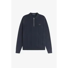 フレッドペリー メンズ トップス ポロシャツ ニット Fred Perry Fred LSKnit Zipolo Sn61 Navy 608 ネイビー