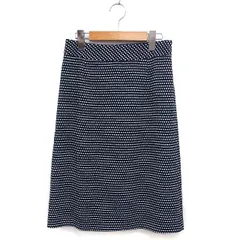 ポールスチュアート PAUL STUART フレア スカート ロング 総柄 サイドジップ 4 紺 ネイビー /NT12