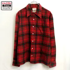 70s vintage L.L.Bean チェック柄 筆記体タグ ウール 長袖シャツ メンズ Lサイズ相当