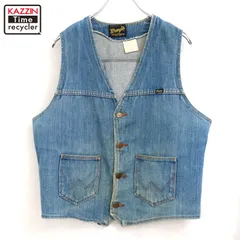 70s USA製 vintage Wrangler デニムベスト メンズ 表記Lサイズ