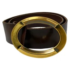 DOLCE&GABBANA(ドルチェアンドガッバーナ) ベルト 85cm - ダークブラウン×ゴールド レザー