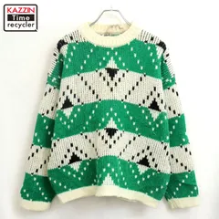 80s イタリア製 vintage 総柄 ニットセーター メンズ XLサイズ相当 ビッグサイズ オーバーサイズ