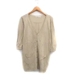 エヘカソポ サマンサモスモス ehka sopo SM2 ニット カーディガン 七分袖 Vネック リネン シンプル ベージュ /KT1