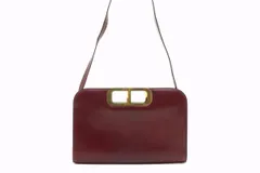 クリスチャン ディオール ヴィンテージ 2way ショルダー バッグ クラッチ CDロゴ ゴールド金具 レザー ボルドー Christian Dior 5371h