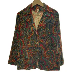テーラードジャケット　ベロアジャケット　シングルボタン　総柄　ペイズリー　古着　/7259