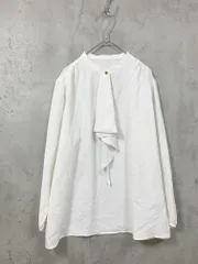 FlolIa フロリア オフィス セレモニー 洗えるフロントラッフル七分袖 ブラウス シャツ sizeM/白 ■■レディース