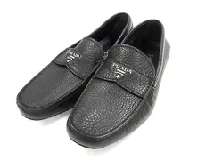 ■極美品■ PRADA プラダ レザー  ローファー スリッポン サイズ 6 1/2 (約25.5cm)  靴 シューズ メンズ ブラック系 FN7695