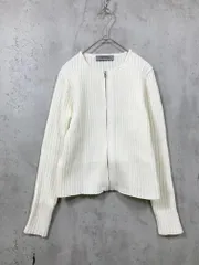 nano universe ナノユニバース ジップアップリブニットトップス カーディガン sizeF/オフホワイト ■■レディース