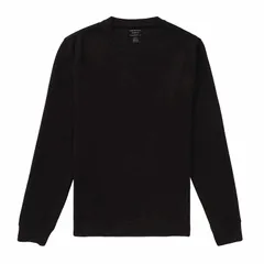 アメリカンイーグル AMERICAN EAGLE メンズ 長袖 サーマルTシャツ ワッフル ロンT 胸ロゴ刺繍 AE ロングスリーブ ブラック Black