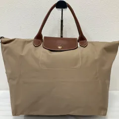 9512　LONGCHAMP　ロンシャン　ルプリアージュ　プリアージュ　ハンドバッグ　トートバッグ　ベージュ　レディース　ナイロン　レザー　軽量　きれいめ　上品　シンプル