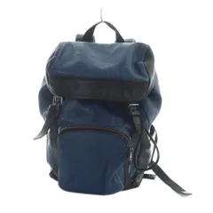 コーチ COACH F56013 リュックサック バックパック ロゴ レザー 黒 ブラック 青 ブルー ■GY18 /MQ