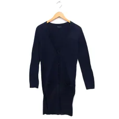 セオリー Theory ロング カーディガン ニット スリット ハイゲージ リブ コットン 綿 長袖 S 紺 ネイビー /NT31