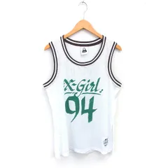 ハフ HUF ×X-GIRL コラボ HOME TEAM JERSEY カットソー バスケットジャージ タンクトップ ロゴ プリント ノースリーブ S ホワイト 白 /TT