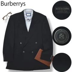【紺ブレ】 90sヴィンテージ バーバリー Burberrys ダブル 4B テーラードジャケット ブレザー エンブレム入りボタン 通年 170 A5 ネイビー トラッド メンズ 男性用