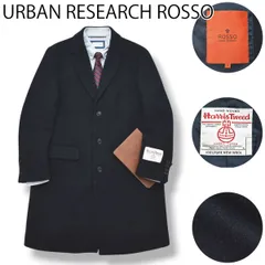 【別注】 アーバンリサーチ ロッソ URBAN RESEARCH ROSSO x ハリスツイード Harris Tweed  ロング チェスターコート M ネイビー ツイード トラッド メンズ