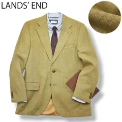 【上質】 メキシコ製 ランズエンド LANDS' END リネン 絹 シングル 2B テーラードジャケット ブレザー 通年 38R カーキベージュ トラッド カジュアル メンズ 男性用のサムネイル