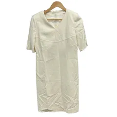 JUN ASHIDA(ジュンアシダ) ワンピース サイズ9 M レディース - アイボリー Vネック/半袖/ひざ丈