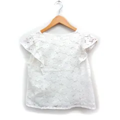 エフデ ef-de レース ブラウス フリル付き ノースリーブ 7 オフホワイト 白 /FT20