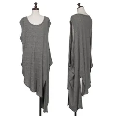 ワイズY's コットンウール変形アシンメトリーグレンチェックチュニック グレー黒2