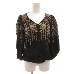 グレースコンチネンタル GRACE CONTINENTAL カーディガン 花柄 刺繍 36 黒 ブラック /FF ■GY61