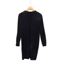 プラステ PLST ロング カーディガン スリット Vネック ストレッチ 無地 長袖 S 黒 ブラック /NT13