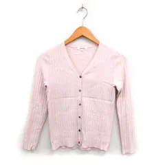プラステ PLST リブ カーディガン ニット ハイゲージ Vネック 無地 長袖 M ピンク /NT10