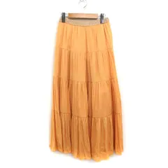 ストロベリーフィールズ STRAWBERRY-FIELDS ティアード スカート ロング丈 ウエスト装飾 無地 イエロー 黄 /FT5