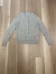 【226429】MUJI 無印良品  長袖ニット　カーディガン　ウール　ヤク混　ストレッチ　M  ・ グレー