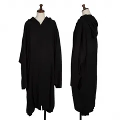 ヨウジヤマモトYohji Yamamoto collections レーヨンキュプラドレープダブルジップフーデッドコート 黒1のサムネイル