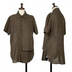 ワイズY's コットン折り返しデザイン半袖シャツ カーキ1