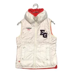中古 レディース フィラゴルフ FILA GOLF ベスト M 白 ピンク リバーシブル 中綿 フリース 総柄