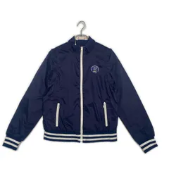 中古 レディース 23区ゴルフ 23区GOLF フルジップアウター 1(M) 紺 リバーシブル 4WAY 中綿 ニット