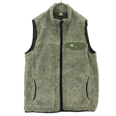 美品 LOGOS Park ロゴスパーク ワンポイントロゴ ノースリーブ ファーベスト M グレー ボア レディース 古着