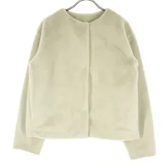 美品 UNIQLO ユニクロ 長袖 ノーカラー フリースジャケット S ベージュ レディース 古着