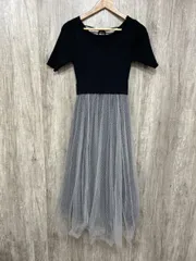 NATURAL BEAUTY BASIC ナチュラルビューティーベーシック ドッキングワンピース チュール Aライン ワンピース sizeS/黒ｘグレー ■◆ レディース